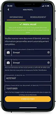 Ecran création de profile application mobile de détaxe